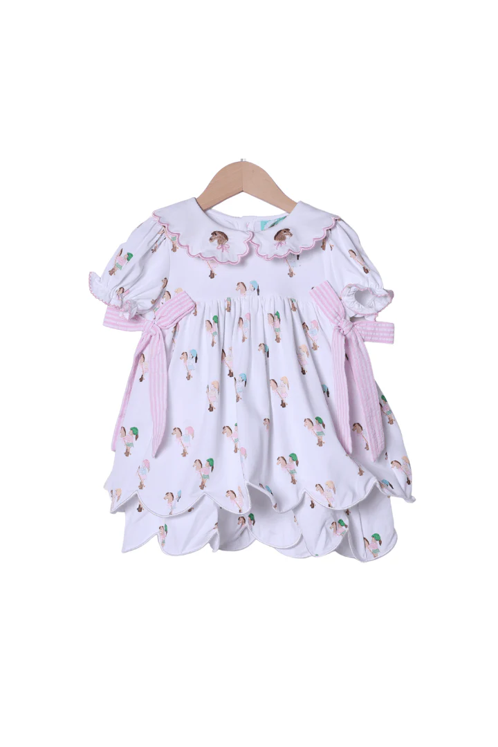 TSF x Shelby Back Stick Horse Pink Seersucker Dress - Image 3