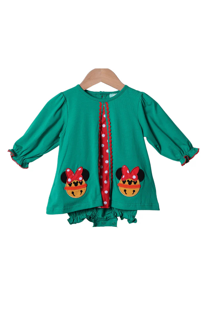 Applique Jingle Bell Mouse Skirted Bubble