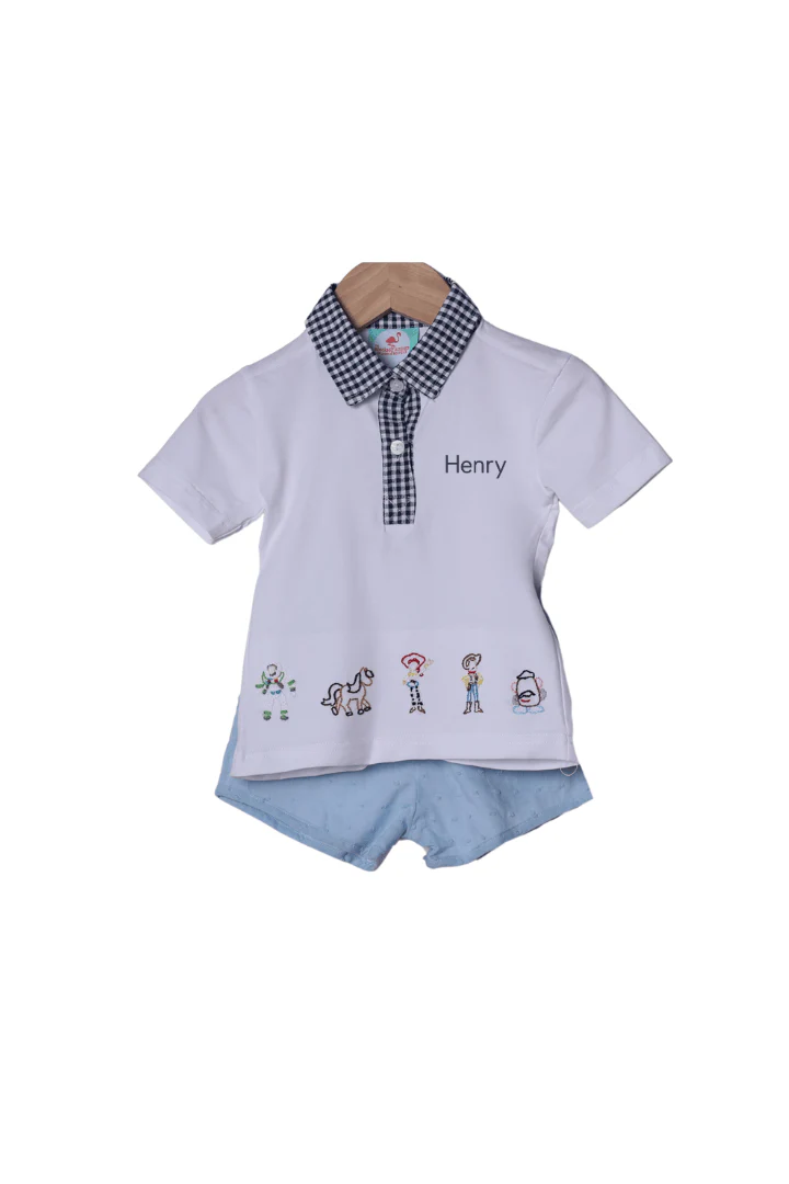Cowboy Shadow Embroidered Polo Short Set
