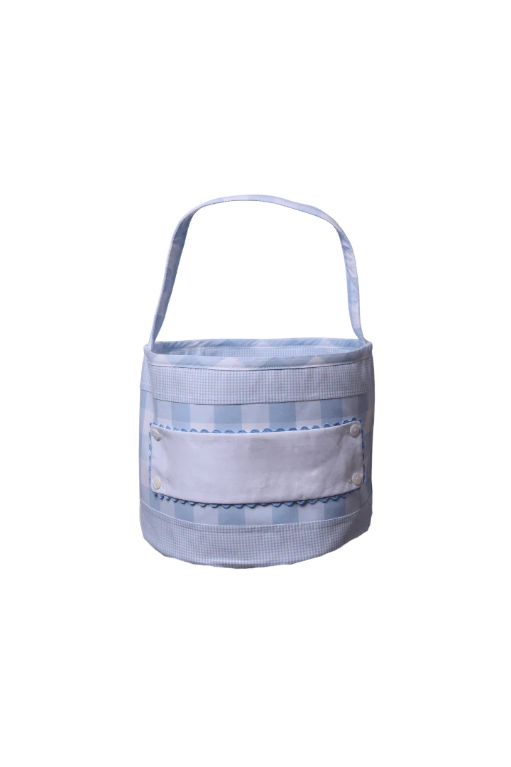 Embroidered Tab Interchangeable Big Brother Blue Gingham Treat Basket - Image 3