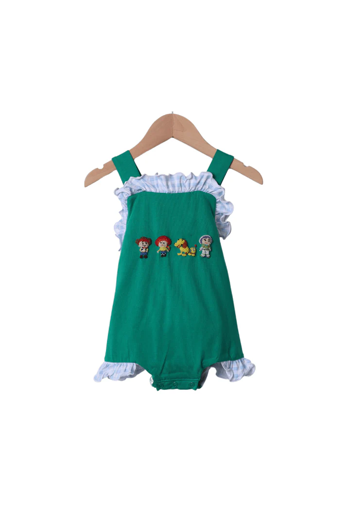 French Knot Cowboy and Friends Green Ruffle Bubble - Image 2
