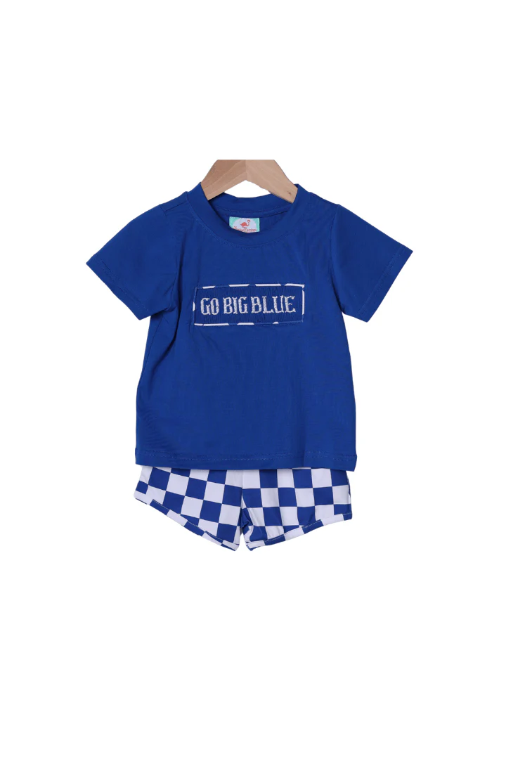 Go Big Blue Checkered Short Set