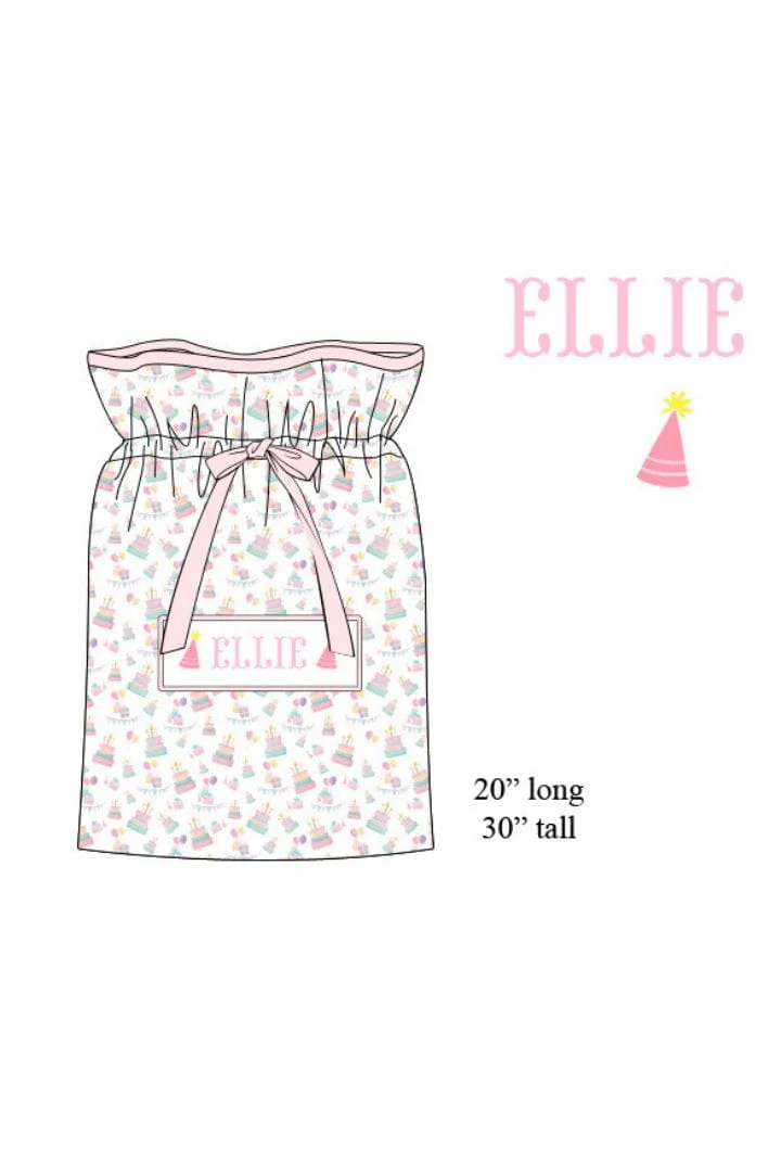 Pre-Order Hand Smocked Custom Name Birthday Pink Present Bag