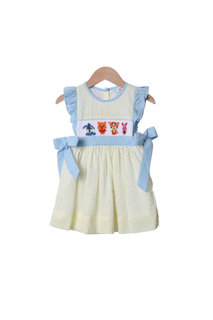 Honey Bear and Friends Yellow Swiss Dot Dress