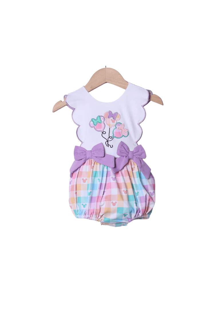 Appliqué Balloons Gingham Pastel Mouse Bow Bubble