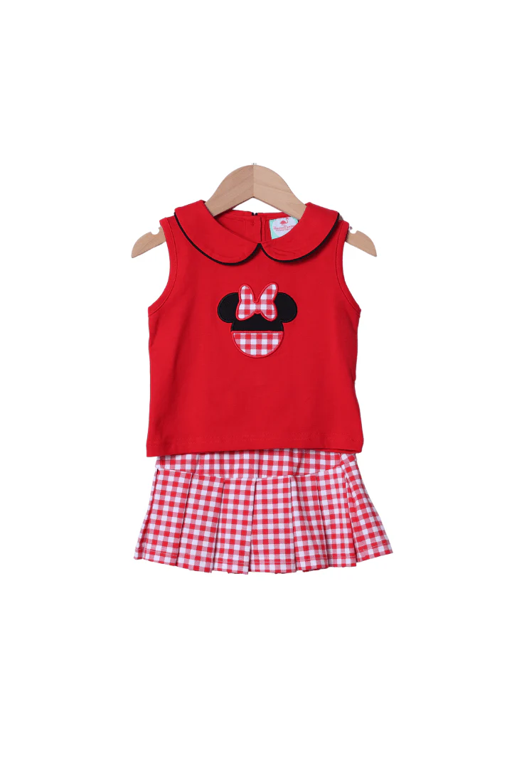 Red Mouse Gingham Skort Set