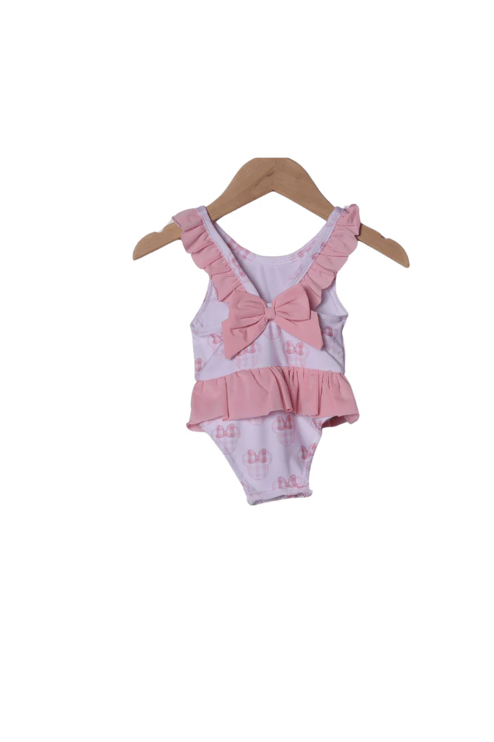 Pink Gingham Mouse Ruffle Swimsuit - Image 2