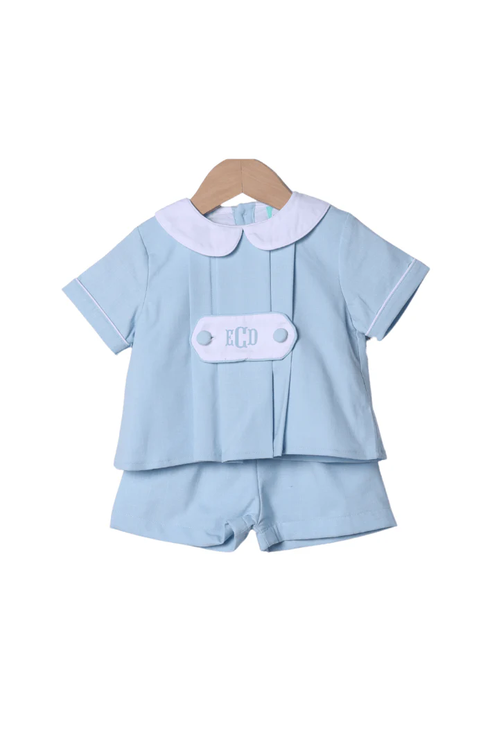 2 Tab Bullion Bunny Blue Linen Short Set - Image 2