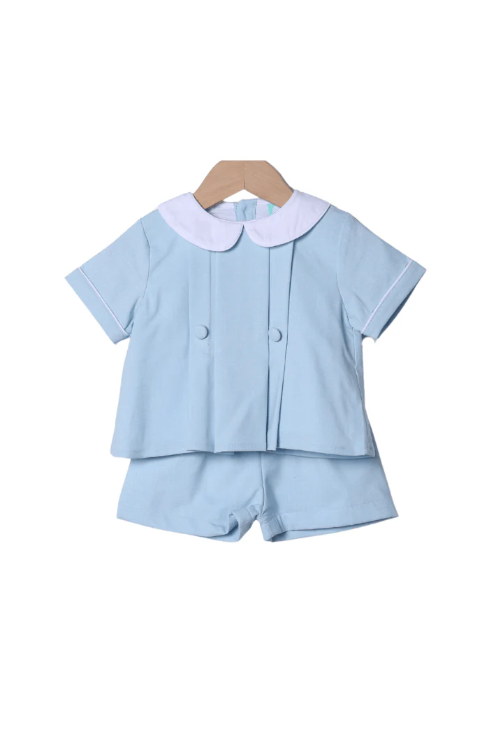 2 Tab Bullion Bunny Blue Linen Short Set - Image 3
