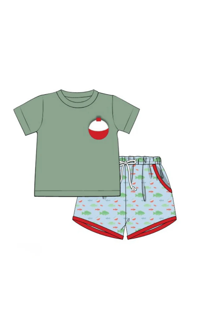 Applique Fishing Bobber Short Set - Image 3