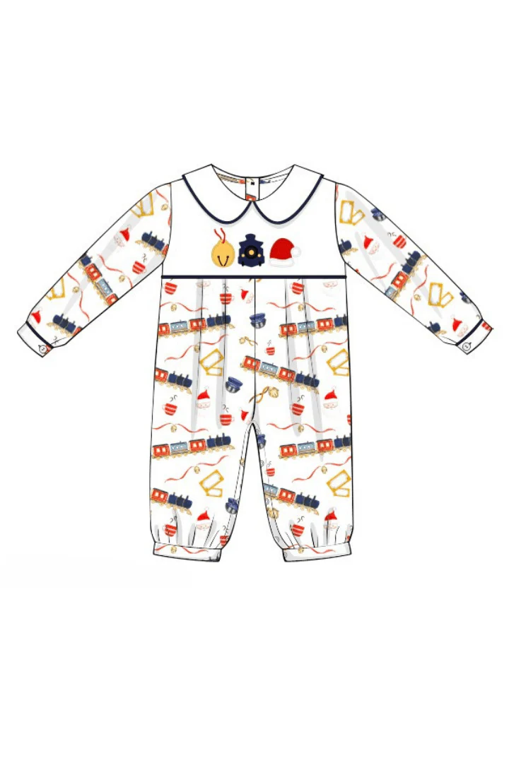 Applique Christmas Train Romper - Image 2