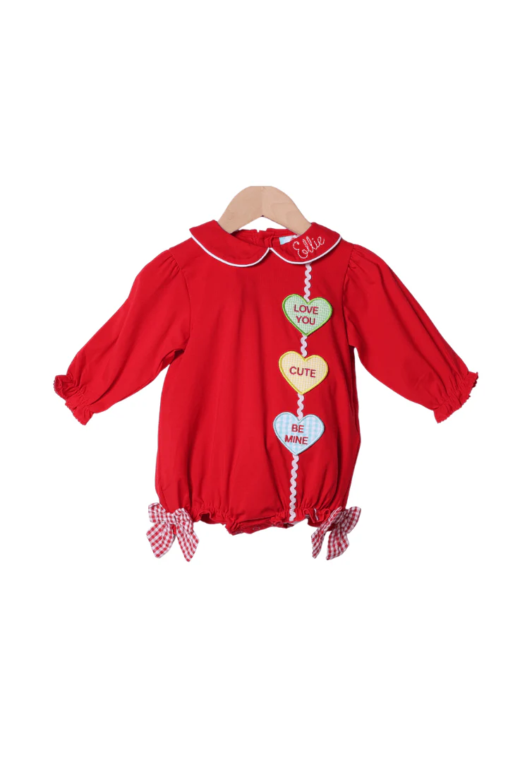 Applique Conversation Heart Red Knit Bubble