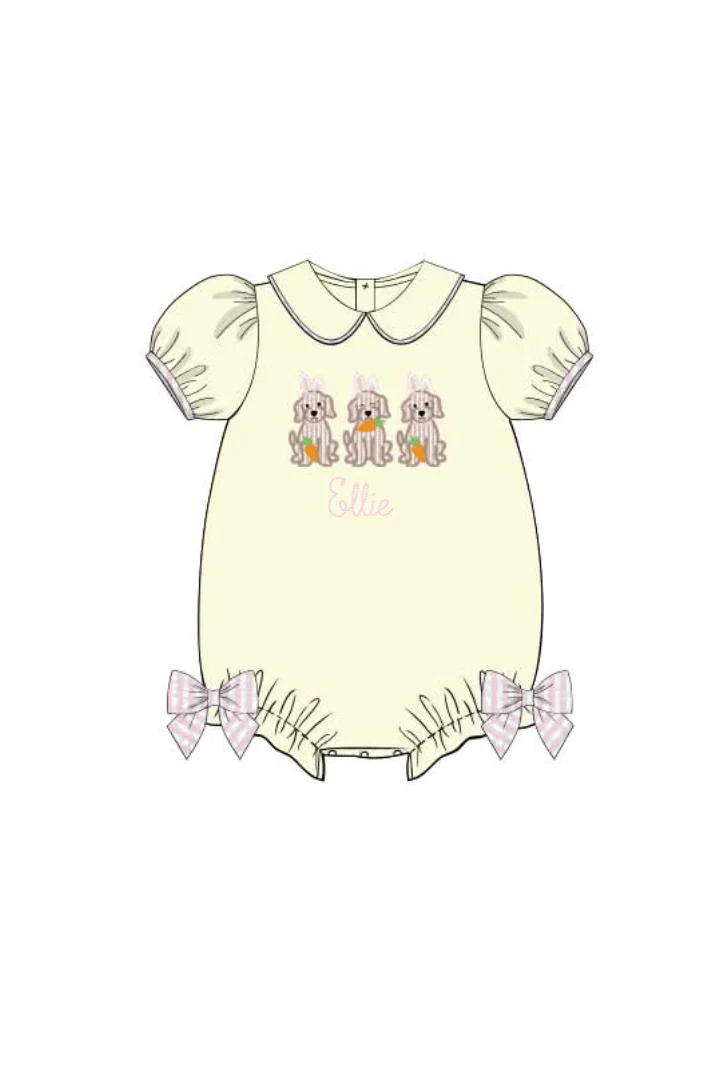 Applique Easter Puppy Yellow Knit Bubble - Image 2