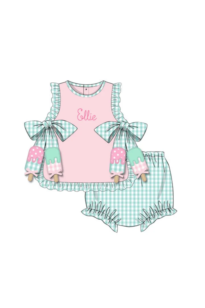 Applique Gingham Popsicle Bloomer Set - Image 2