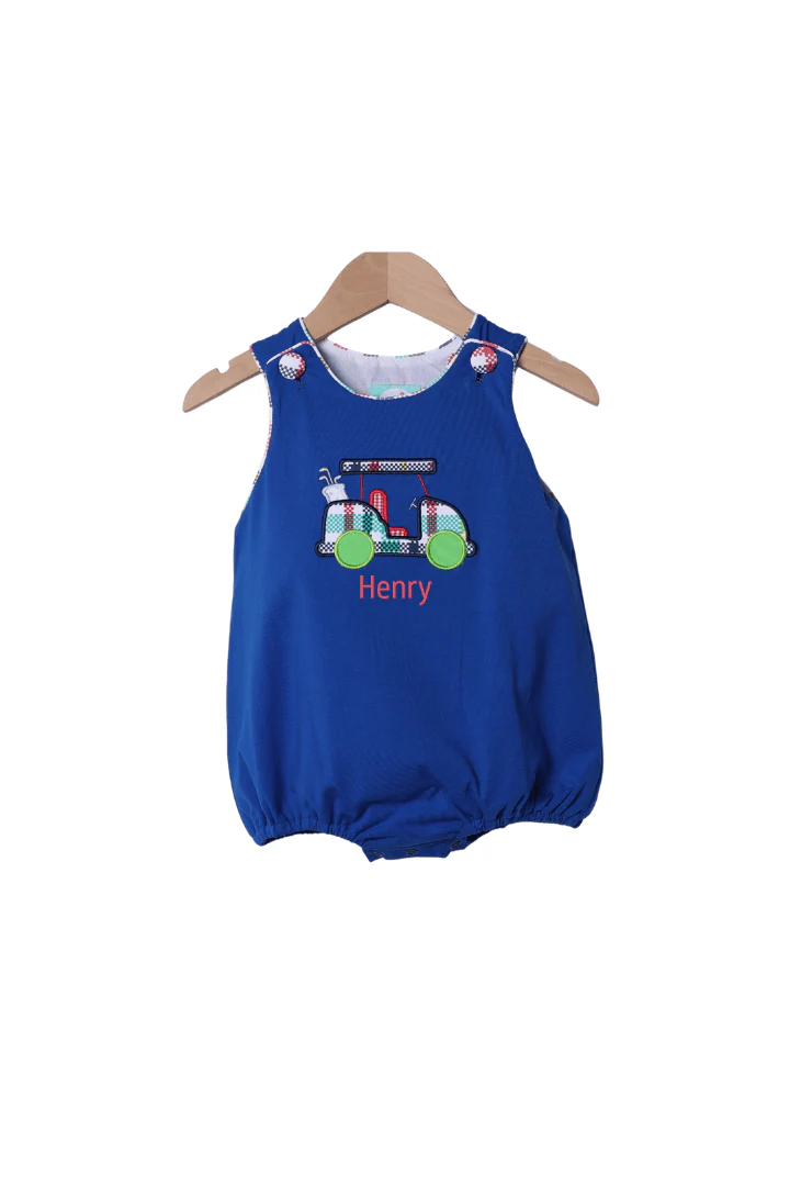 Applique Golf Cart Multi Plaid Bubble