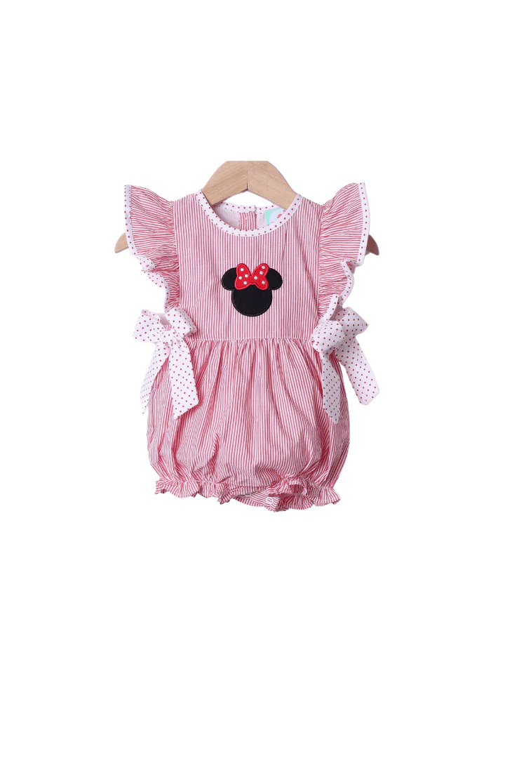 Applique Mouse Red Stripe/Bitty Dot Bubble