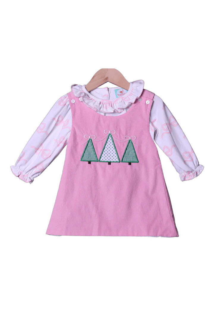 Pre-Order Applique Reversible Turkey/Christmas Tree Corduroy Dress Set - Image 3