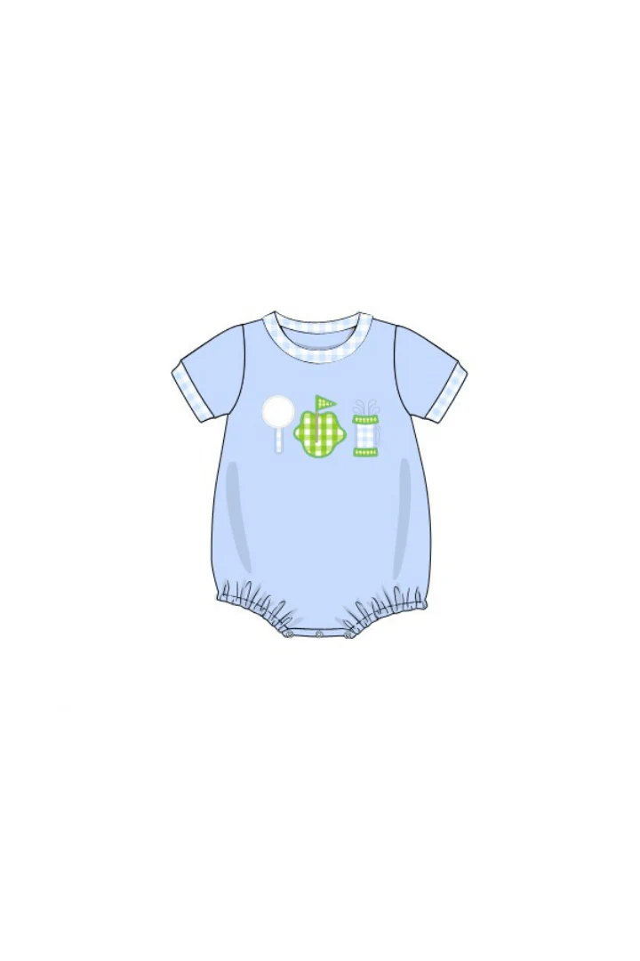 Applique Tee Time Blue Gingham Bubble - Image 2