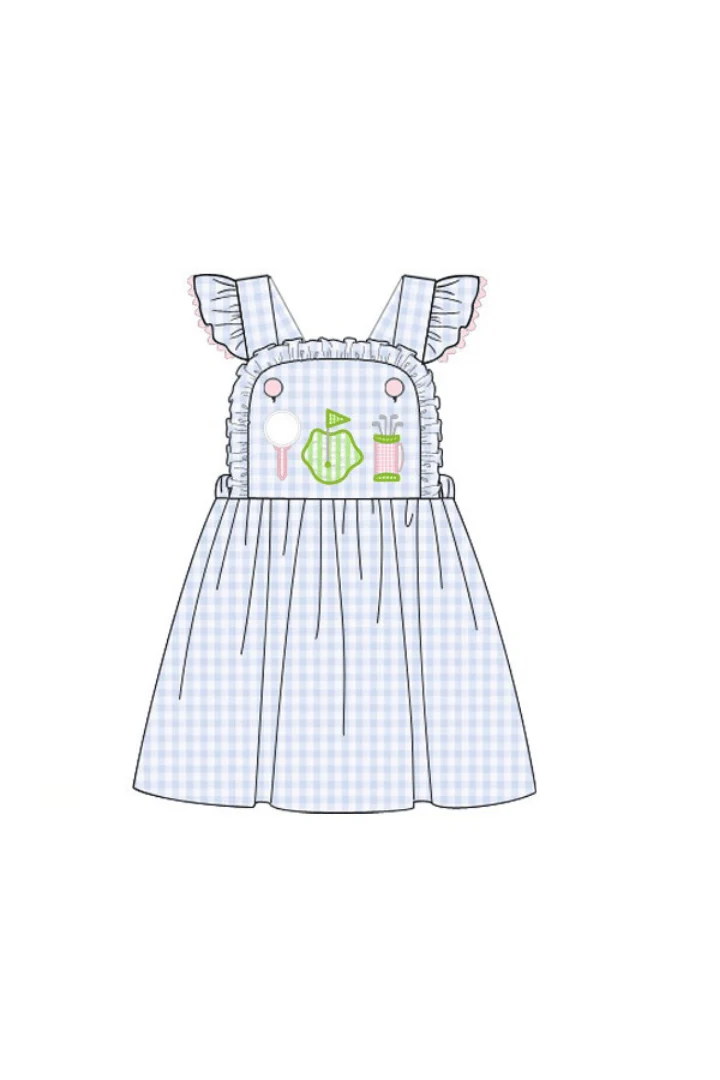 Applique Tee Time Blue Gingham Sun Dress - Image 2