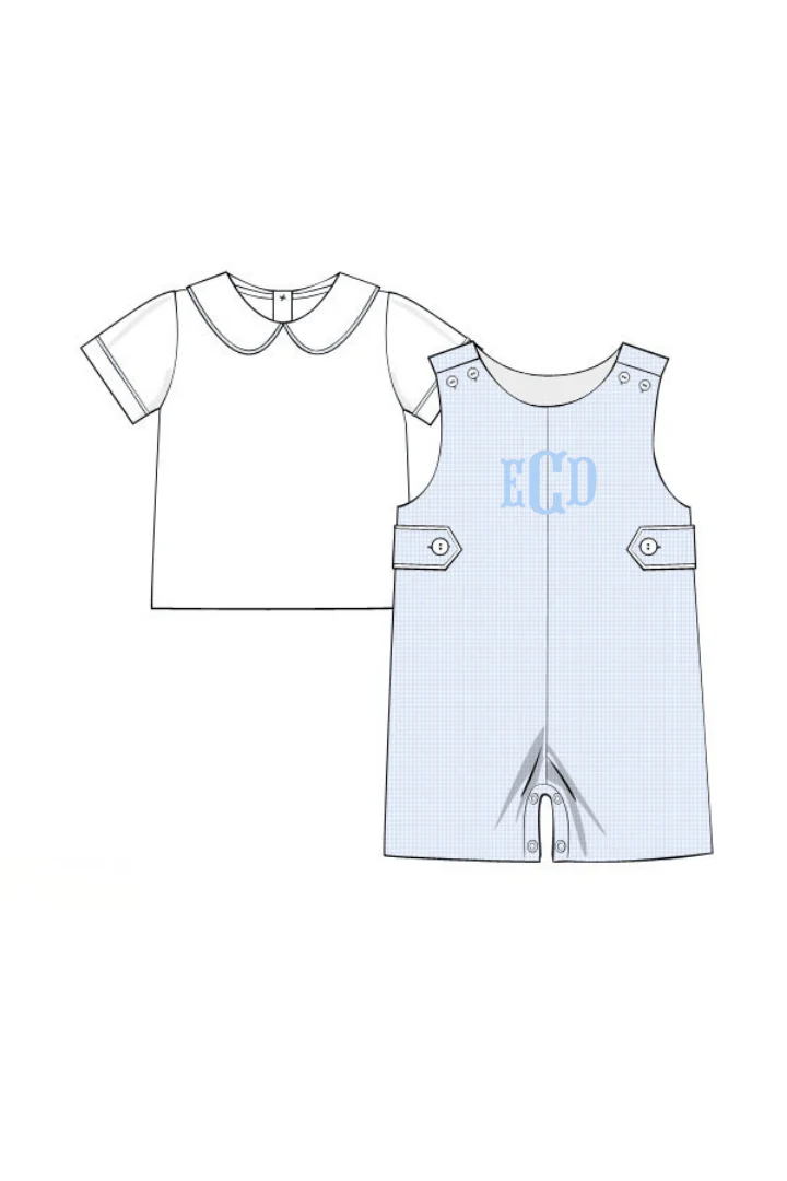 Baby Blue Gingham 2Pc Jon Jon - Image 2