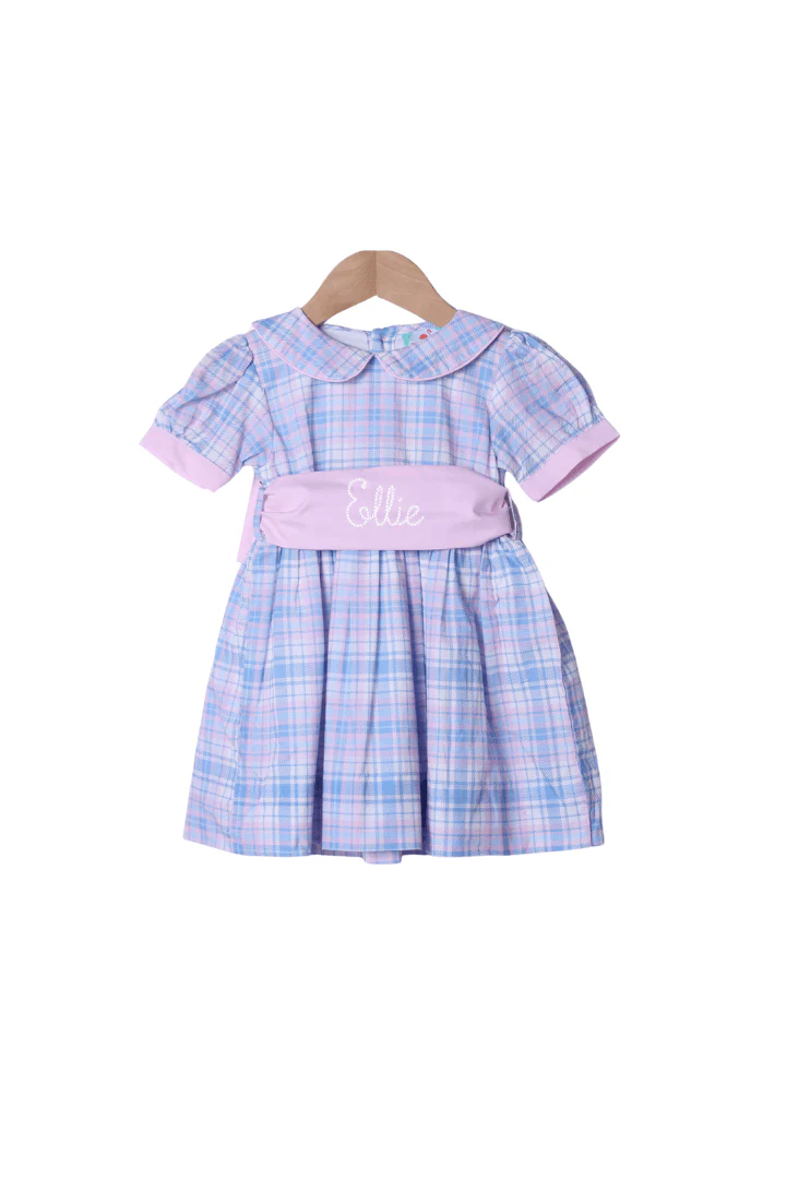 Blue and Pink Plaid Peter Pan Collar Dress