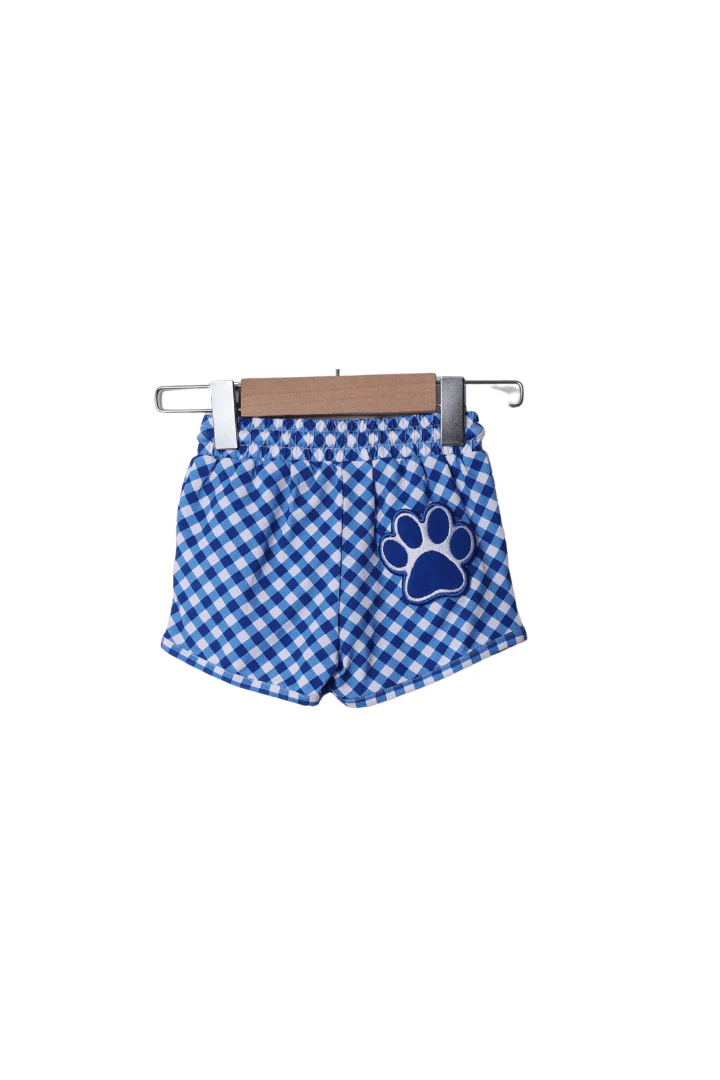 Blue Gingham French Knot Football Short Set - Image 2