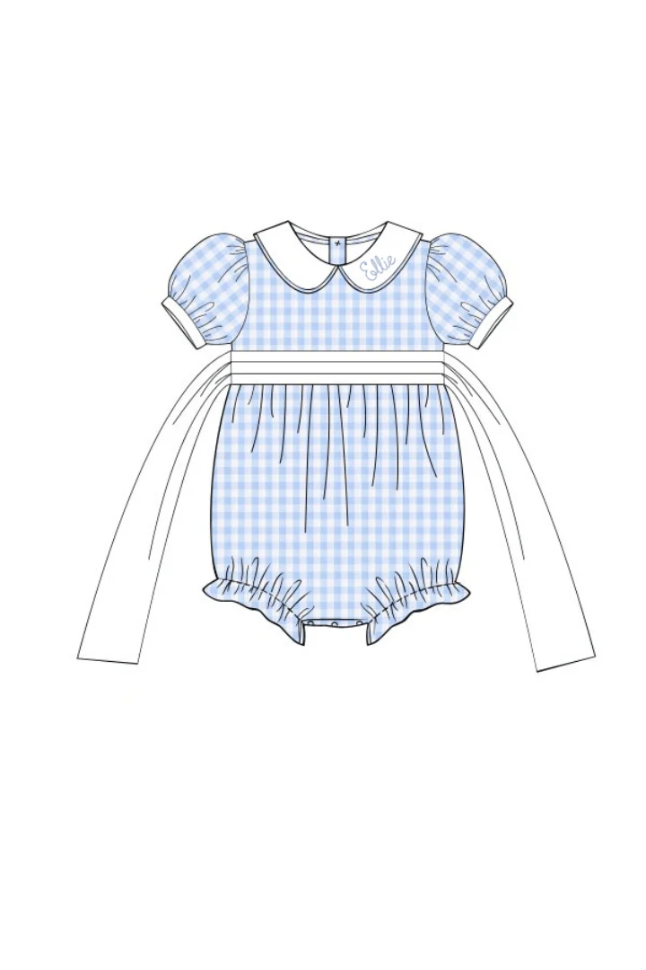 Blue Gingham Peter Pan Bow Bubble - Image 3