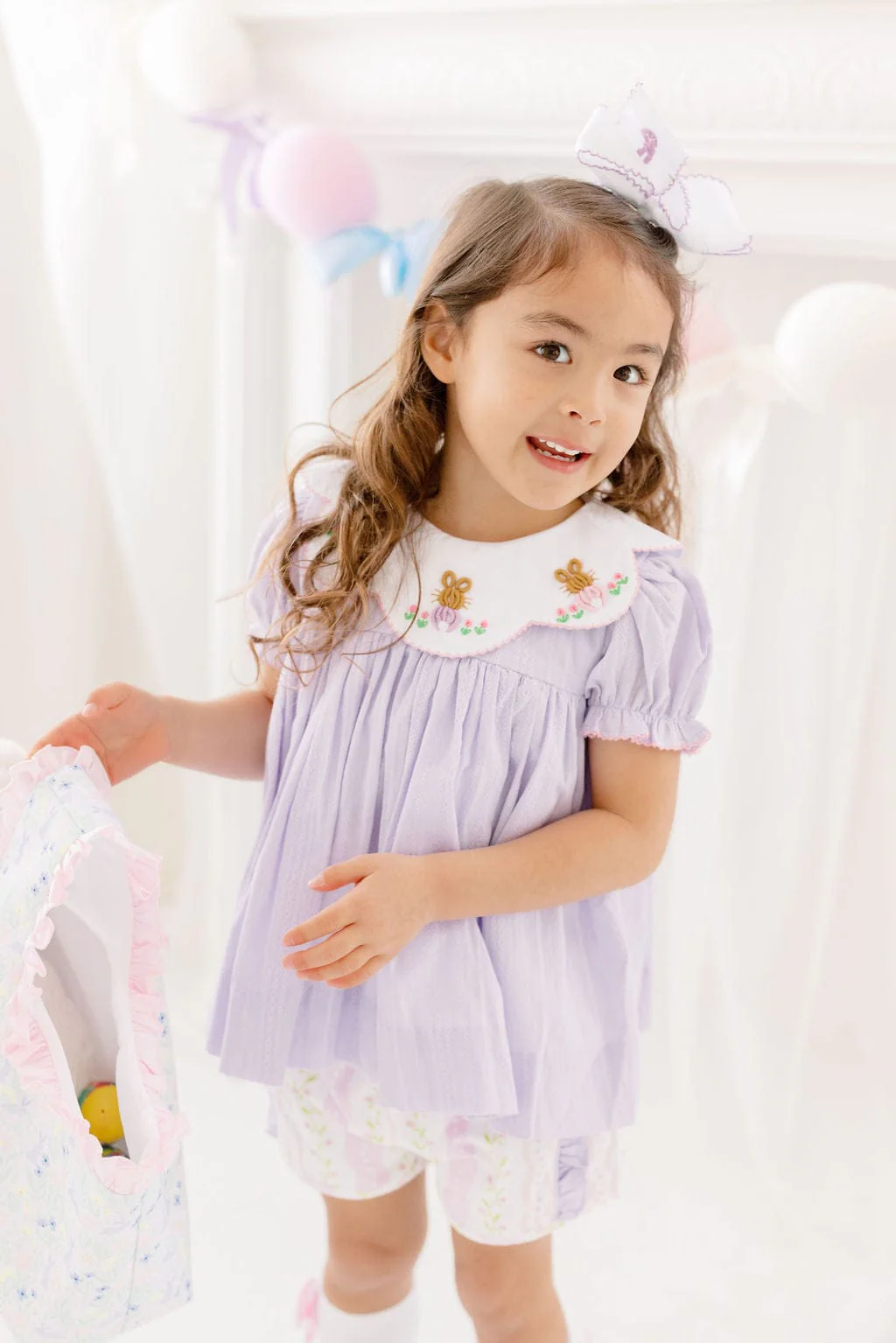 Bullion Bunny Lavender Linen Floral Short Set - Image 2