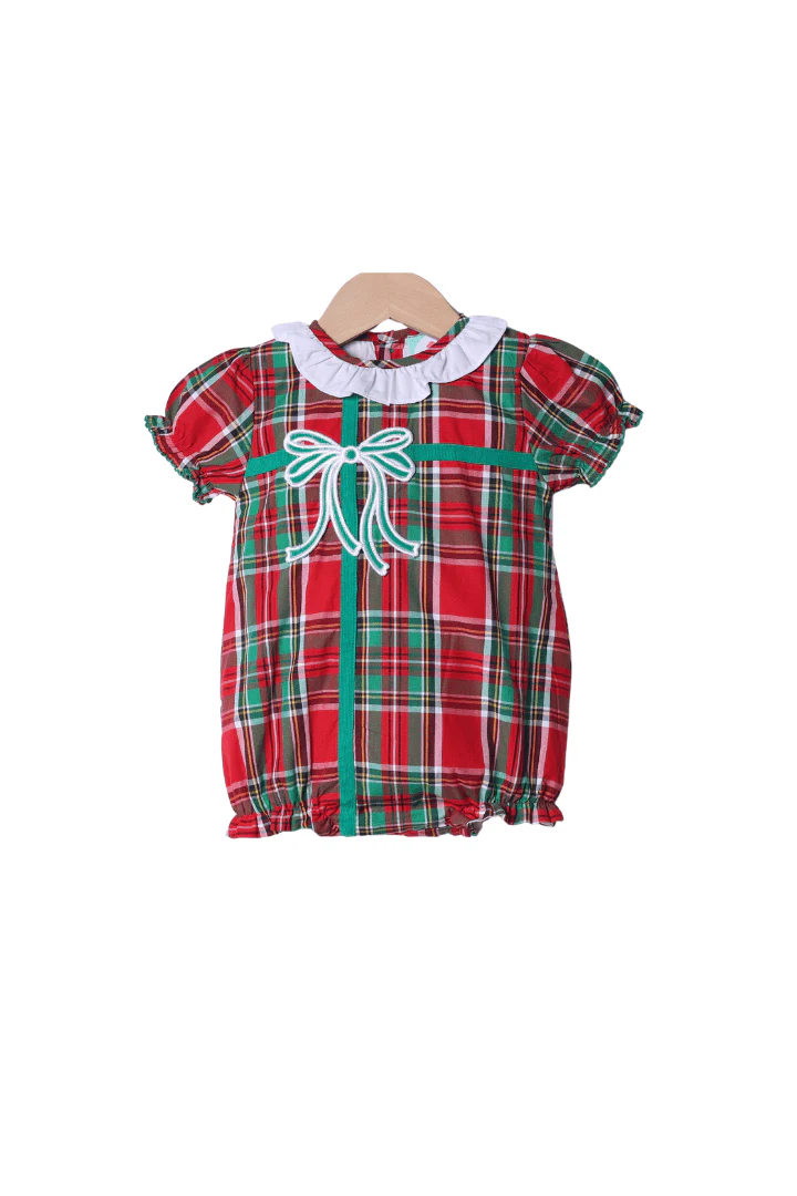 Christmas Present Plaid Bow Bubble