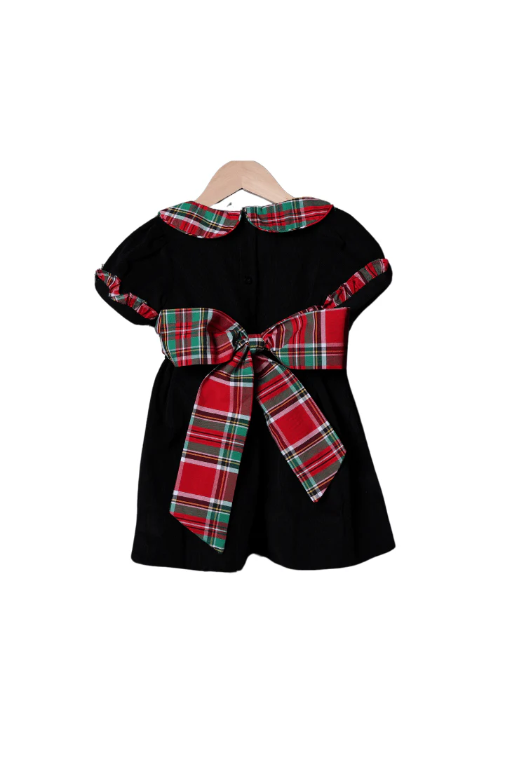 Christmas Plaid Corduroy Bow Dress - Image 2