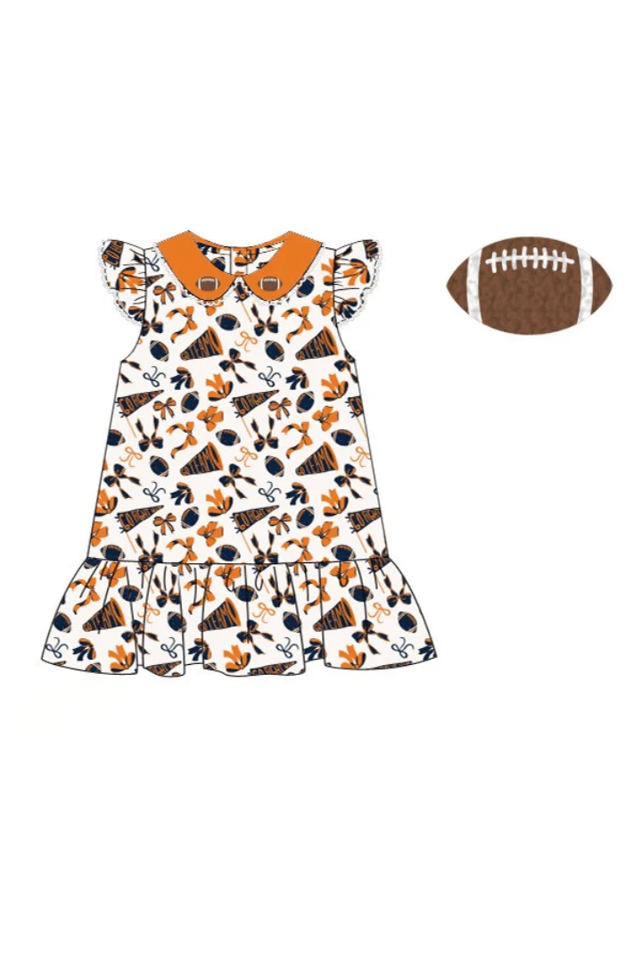 Navy and Orange French Knot Football Dress - Image 2