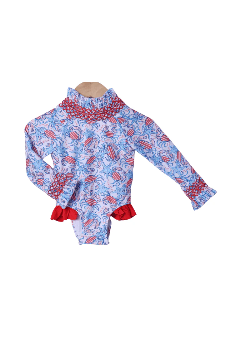 Crabby Cuties Smocked Swimsuit
