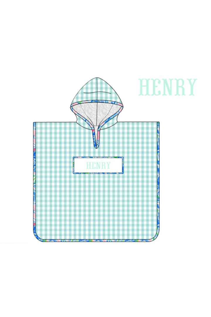 Pre- Order Custom Name Smocked Mint Gingham Coverup