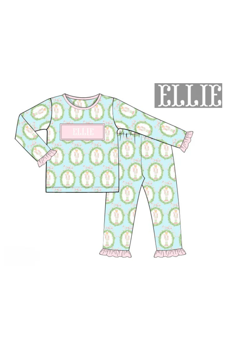 Pre-Order Smocked Custom Name Mint Nutcracker Christmas Trimmings - Image 6