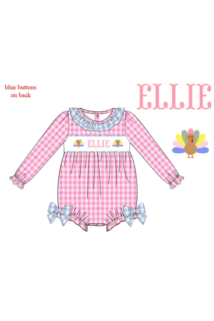 Pre-Order Custom Name Pink Gingham Seersucker Bubble