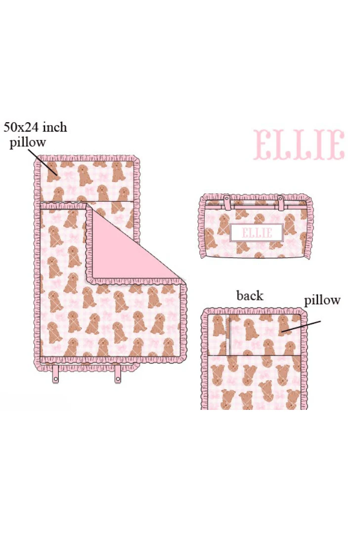 Pre-Order Custom Name Pink Golden Doodle Luggage - Image 3