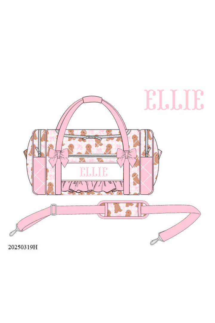 Pre-Order Custom Name Pink Golden Doodle Luggage - Image 4