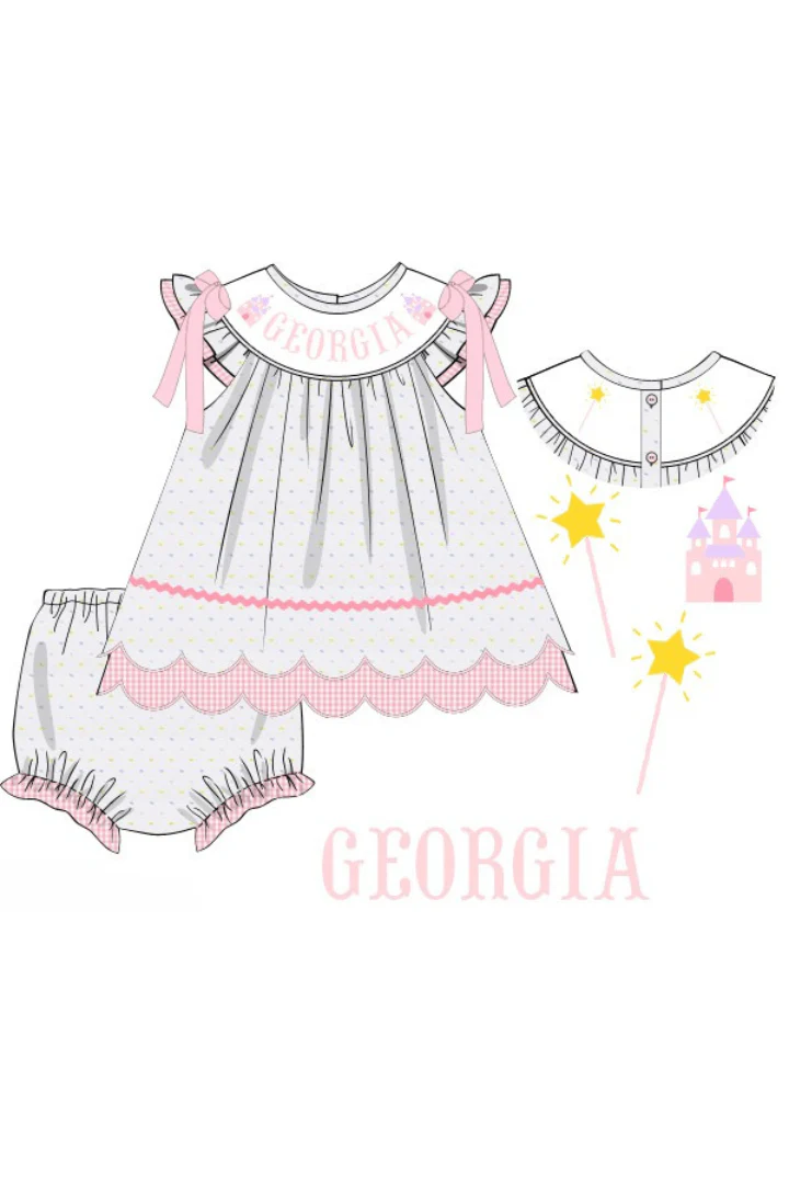 Pre-Order Custom Name Smock Princess Party Bloomer Set