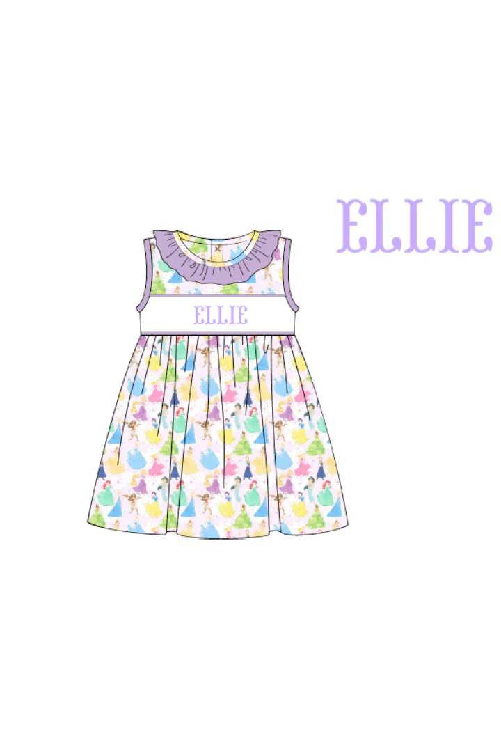 Pre-Order Custom Name Smocked Princess Ruffle Dress