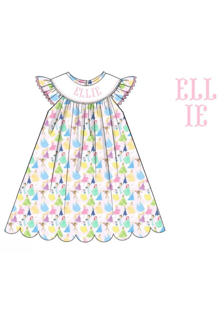 Pre-Order Custom Name Smocked Princess Bishop Dress