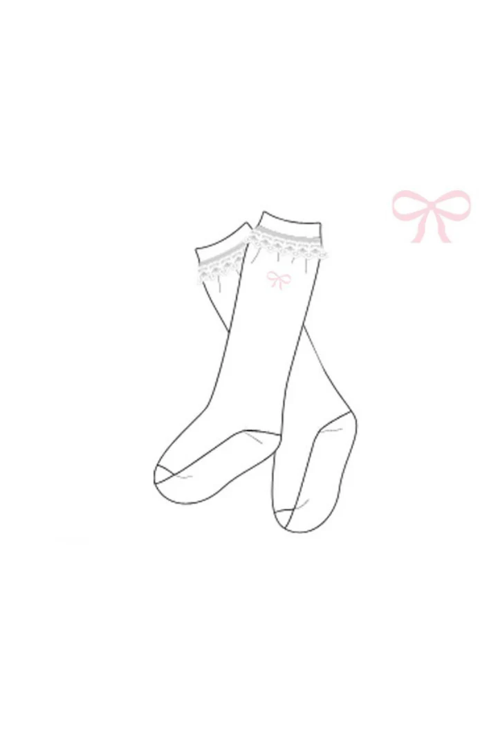Embroidered Bow Lace Socks - Image 2