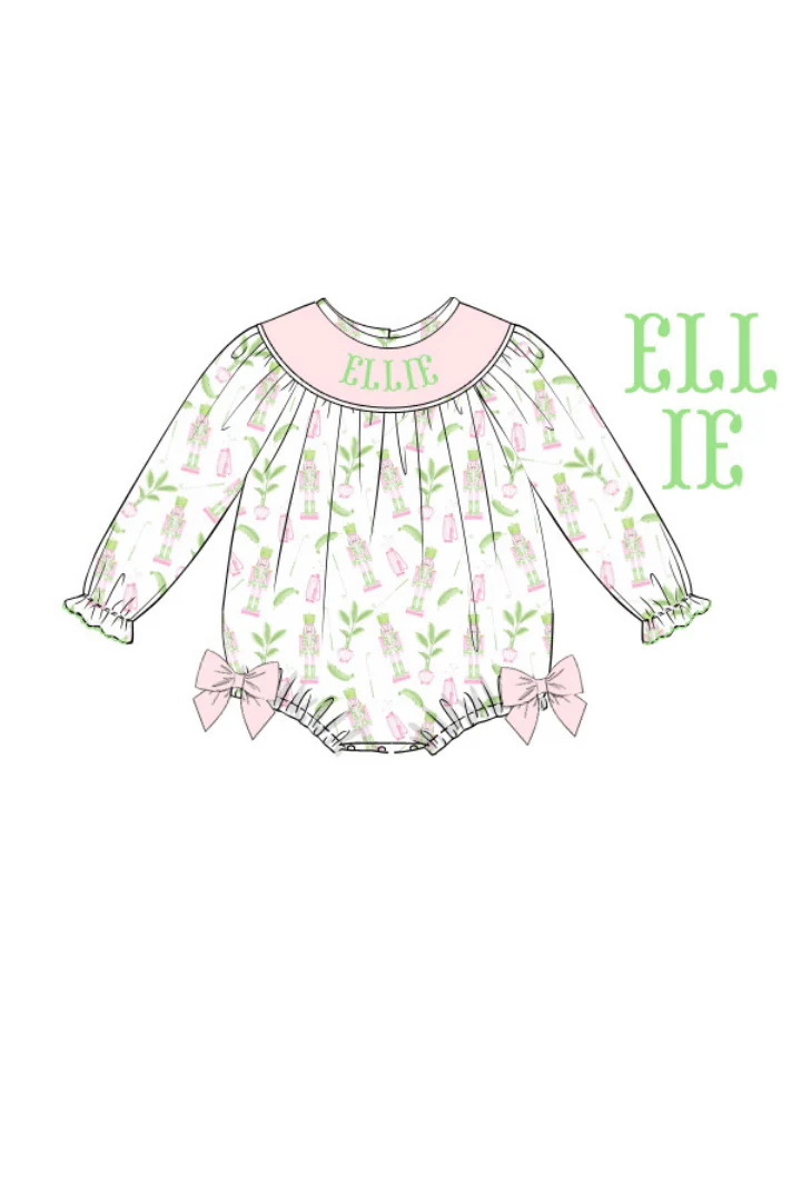 Pre-Order Hand Smocked Custom Name Tropical Nutcracker Bubble