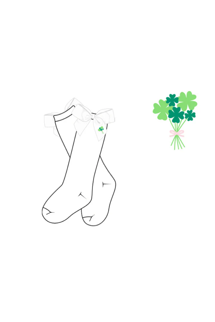 Embroidered Four Leaf Clover Bow Socks - Image 2