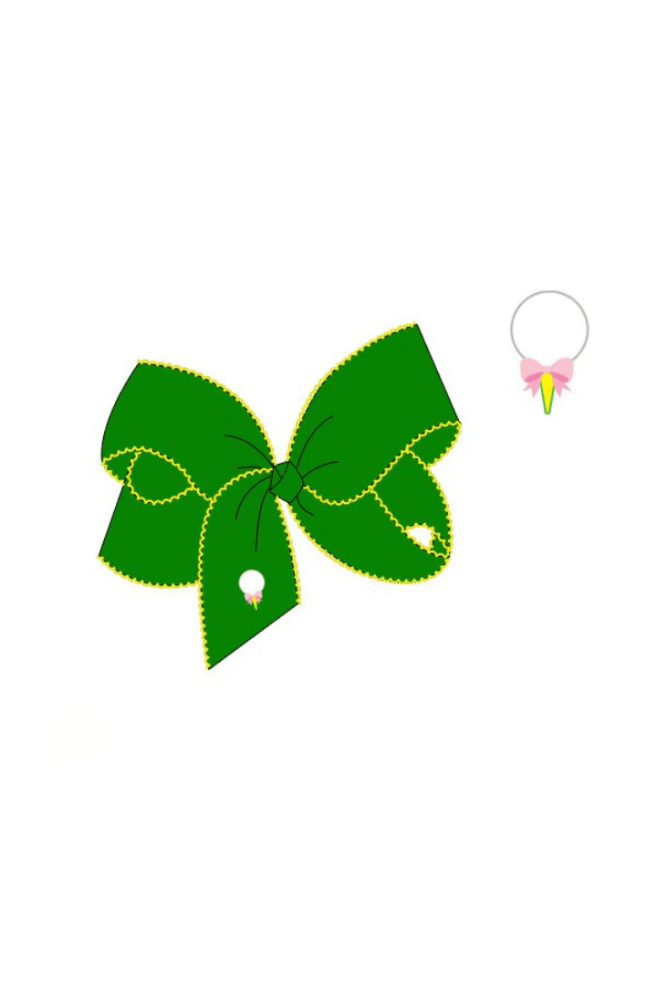 Embroidered Golf Green Grosgrain Bow - Image 2
