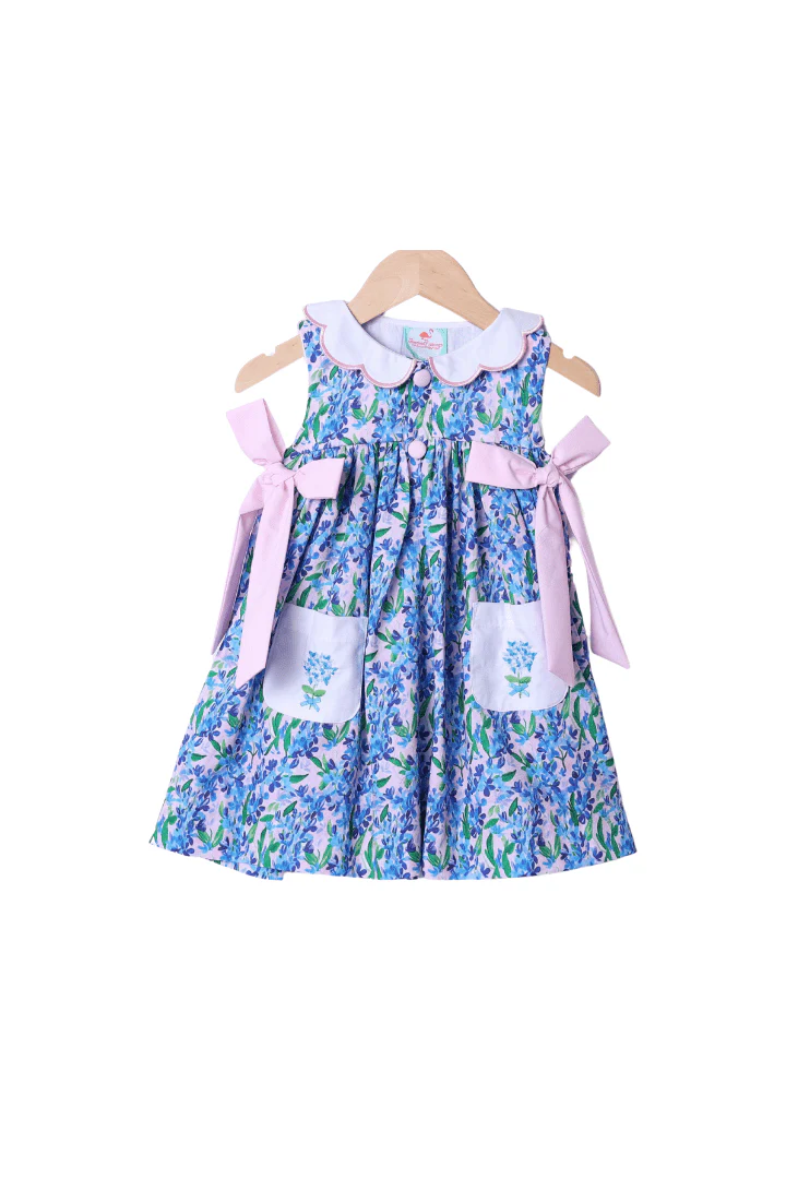 Embroidered Hydrangea Bow Dress