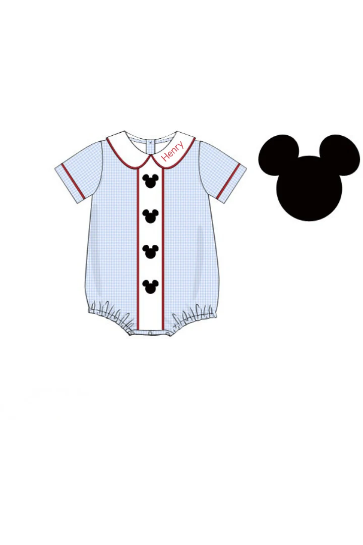 Embroidered Mouse Blue Gingham Bubble - Image 2