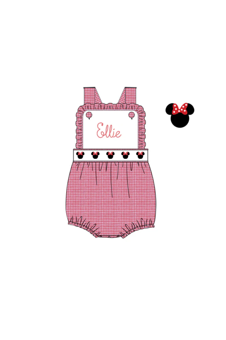 Embroidered Mouse Red Gingham Sun Bubble - Image 2