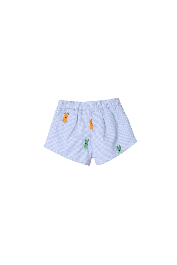 Embroidered Peeps Baby Blue Gingham Polo Short Set - Image 2