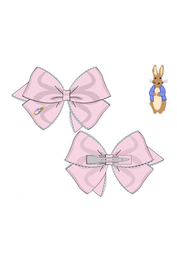 Embroidered Pink Peter Rabbit Grosgrain Bow - Image 2