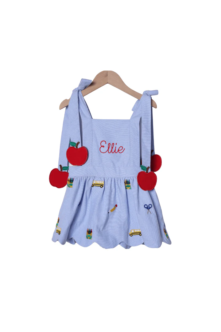 Embroidered School Days Apple Tie Dress